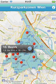 Vorschau Kurzparkzonen Wien – iPhone App