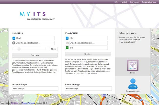 Vorschau MyITS – Der intelligente Routenplaner