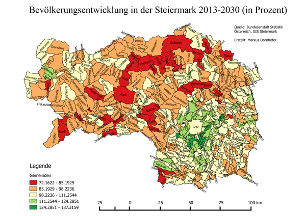 Vorschau Bevölkerungsprognose in der Steiermark