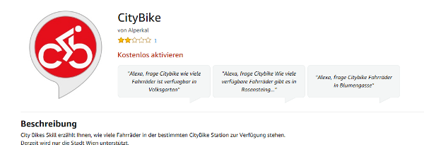 Vorschau CityBike Alexa Skill