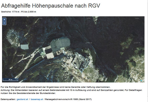 Vorschau Abfragehilfe Höhenpauschale nach RGV