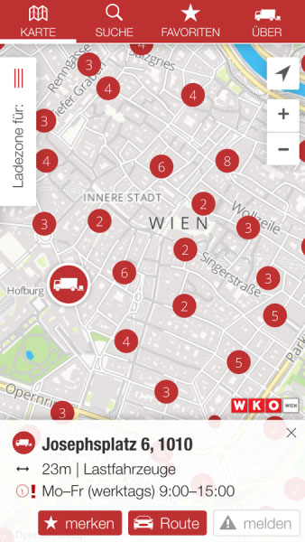 Vorschau Ladezonen Wien App