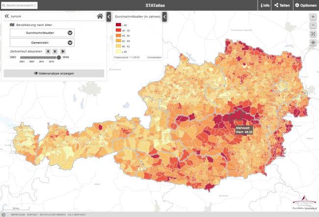 Vorschau STATatlas – interaktiver online Atlas von Statistik Austria