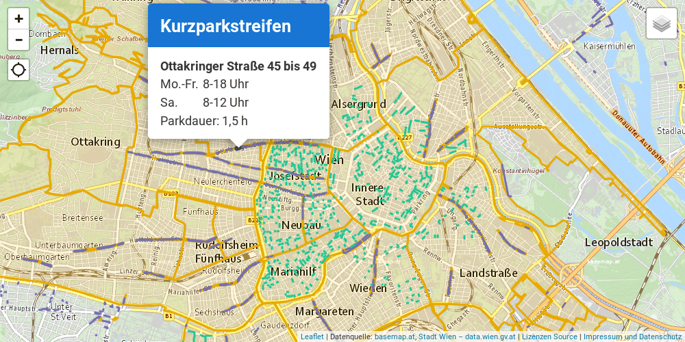 Vorschau Kurzparkzonen Wien