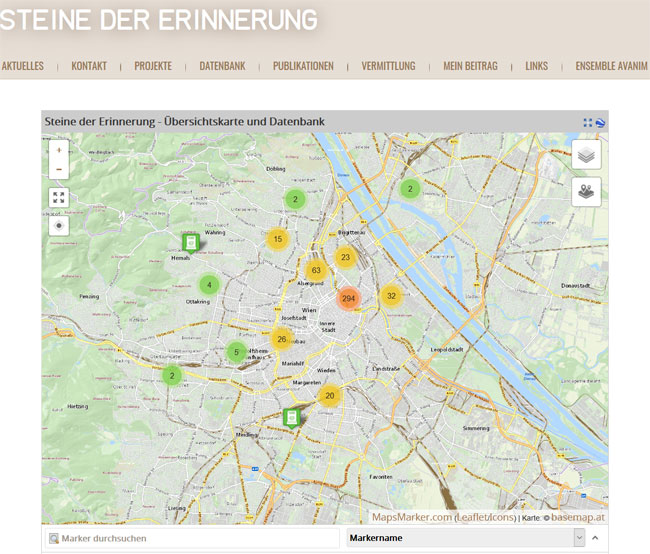 Vorschau Steine der Erinnerung – Übersichtskarte und Datenbank