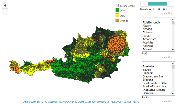 Vorschau Corona Ampel als Cartogram