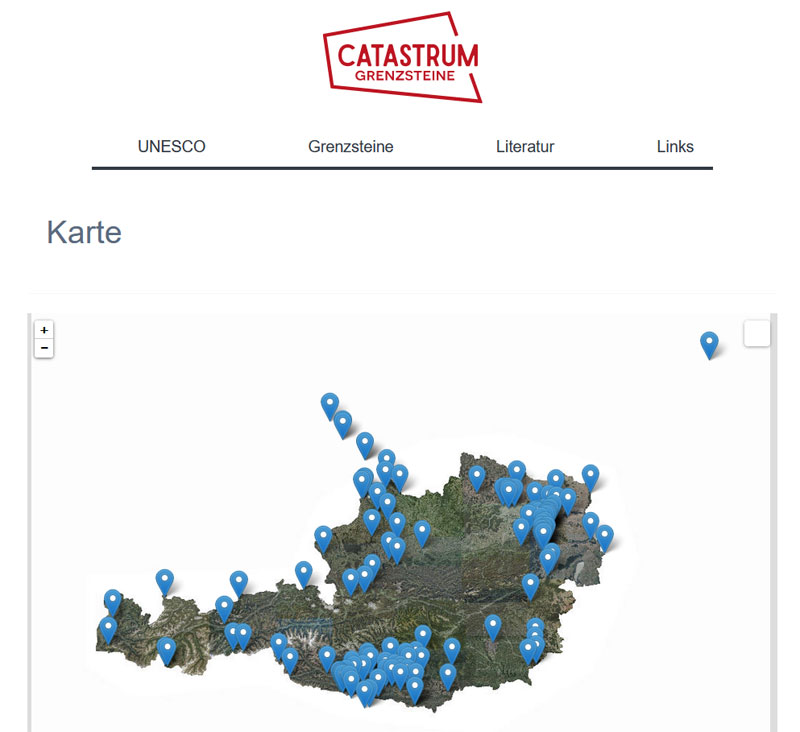 Vorschau Grenzstein-Datenbank Österreich (CATASTRUM)