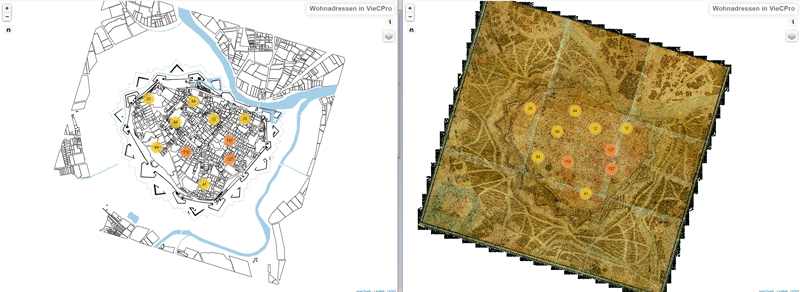 Vorschau Visualisierung Wohnadressen auf Basis des Steinhausenplans von 1720