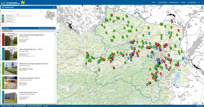 Vorschau standortkompass.at – die Webplattform für Betriebsansiedlungen in NÖ